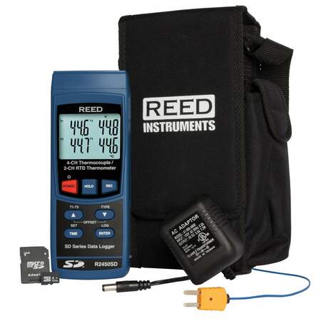 REED INSTRUMENTS REED Data Logging Thermometer with Power Adapter and SD Card R2450SD-KIT
